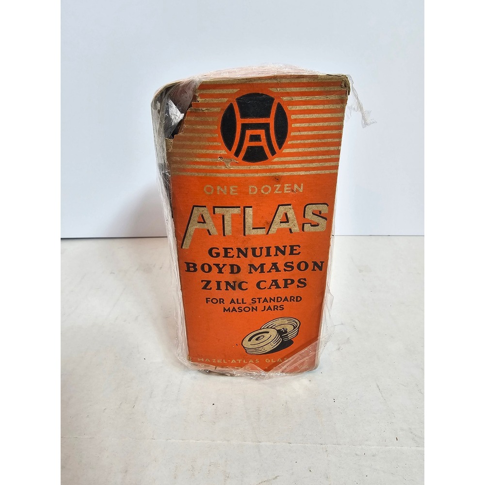 Vintage Hazel-Atlas Boyd Mason Zinc Caps Milk Glass Liners Set 12 Original Box